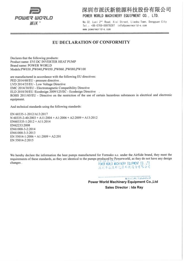 EU DECLARATION OF CONFORMITY